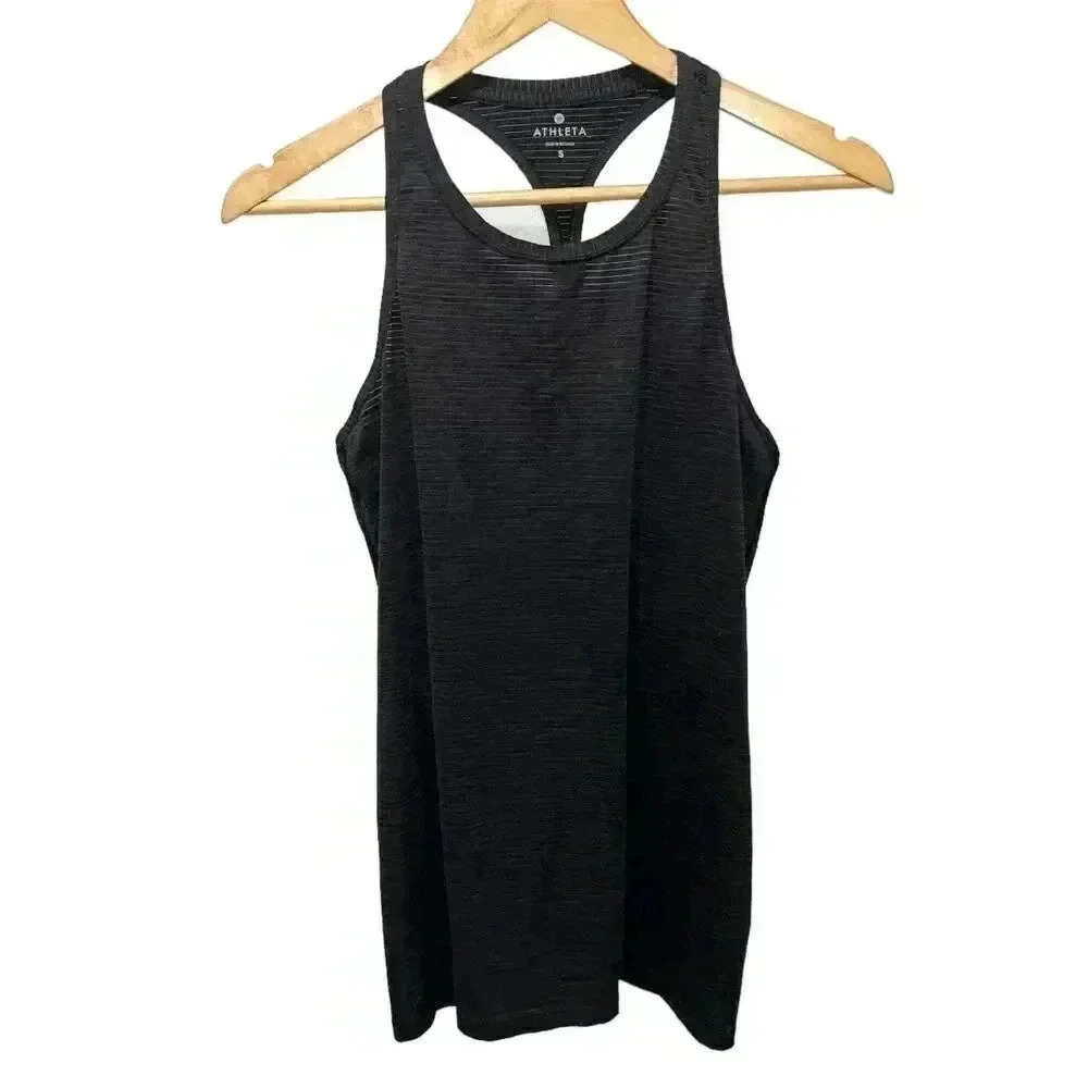 Athleta Striped Chi Tank Size Small Dark Gray Racerback Women's Athletic